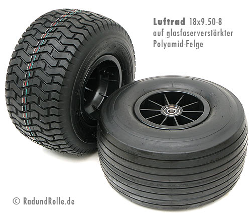 Luftrad 460x250 mm 18x9.50-8 mit glasfaserverst&auml;rkter Polyamid-Kunststofffelge