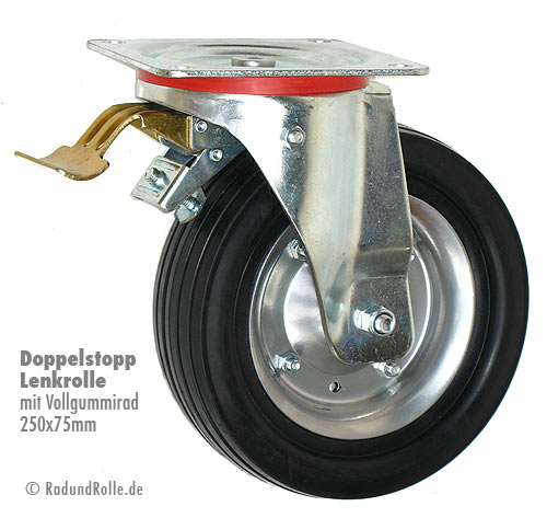 Lenkrolle Vollgummi 250x75 mm