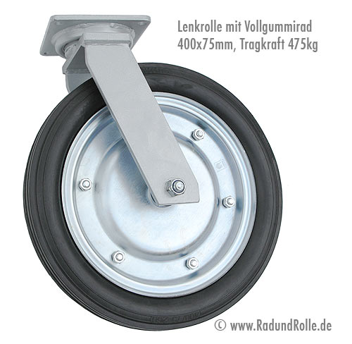 Schwerlastlenkrolle m. Gummireifen
