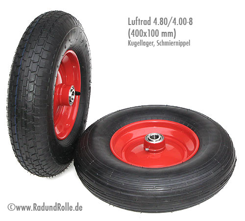 Schubkarrenrad 400x100, staub- und spritzwasserwassergeschuetztes Rillenkugellager