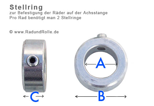 Stellringe mit Maßangaben