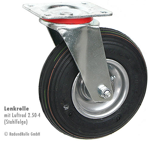 Lenkrolle mit Luftrad 2.50-4 215 x 65 mm