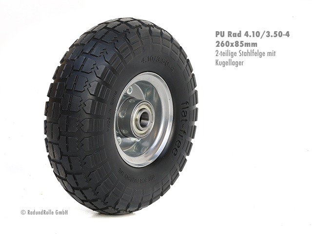 PU-Rad 4.10/3.50-4 mit Stahlfelge und versetzter Nabe