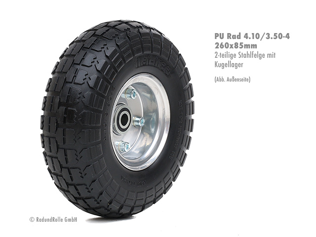 PU-Rad 4.10/3.50-4 mit Stahlfelge und versetzter Nabe