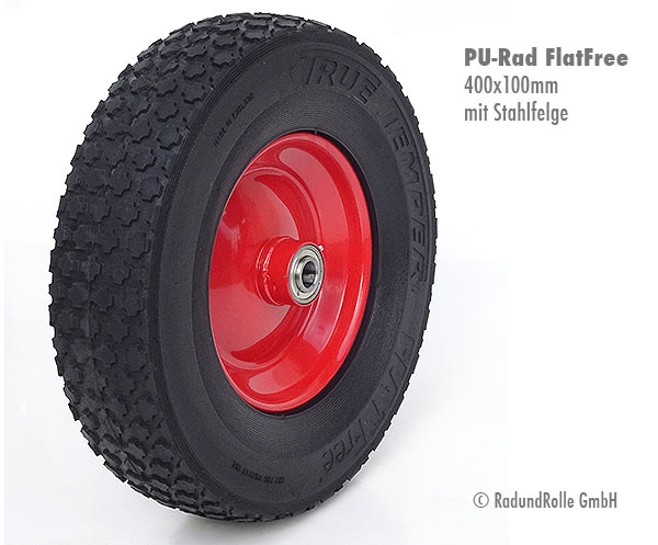 True Temper Flat Free Wheel 400x100mm (4.80/4.00-8) PU-Rad