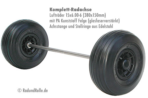 Salzwasserbeständige Radachse aus Edelstahl mit PA-Kunststofffelgen