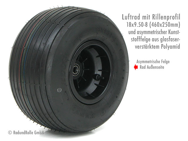 Luftrad mit Rillenprofil K-401 TL, Kunststoff-Felge aus PA6 GF20