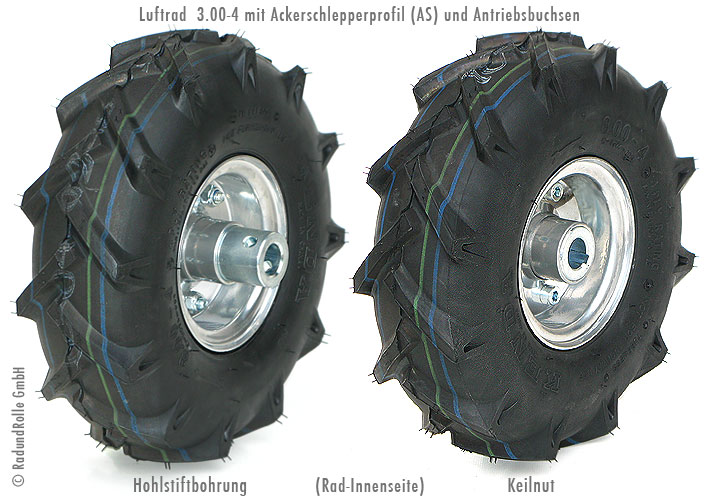 Ackerschlepperrad 3.00-4 mit Antriebsnabe, Federkeil oder Hohlstift-Bolzen