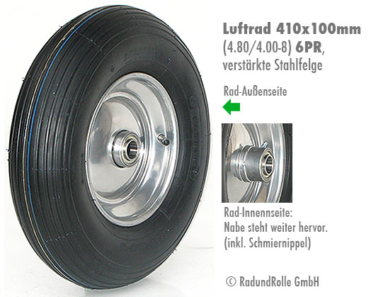Luftrad 410x100mm verstärkt 6PR Kugellager